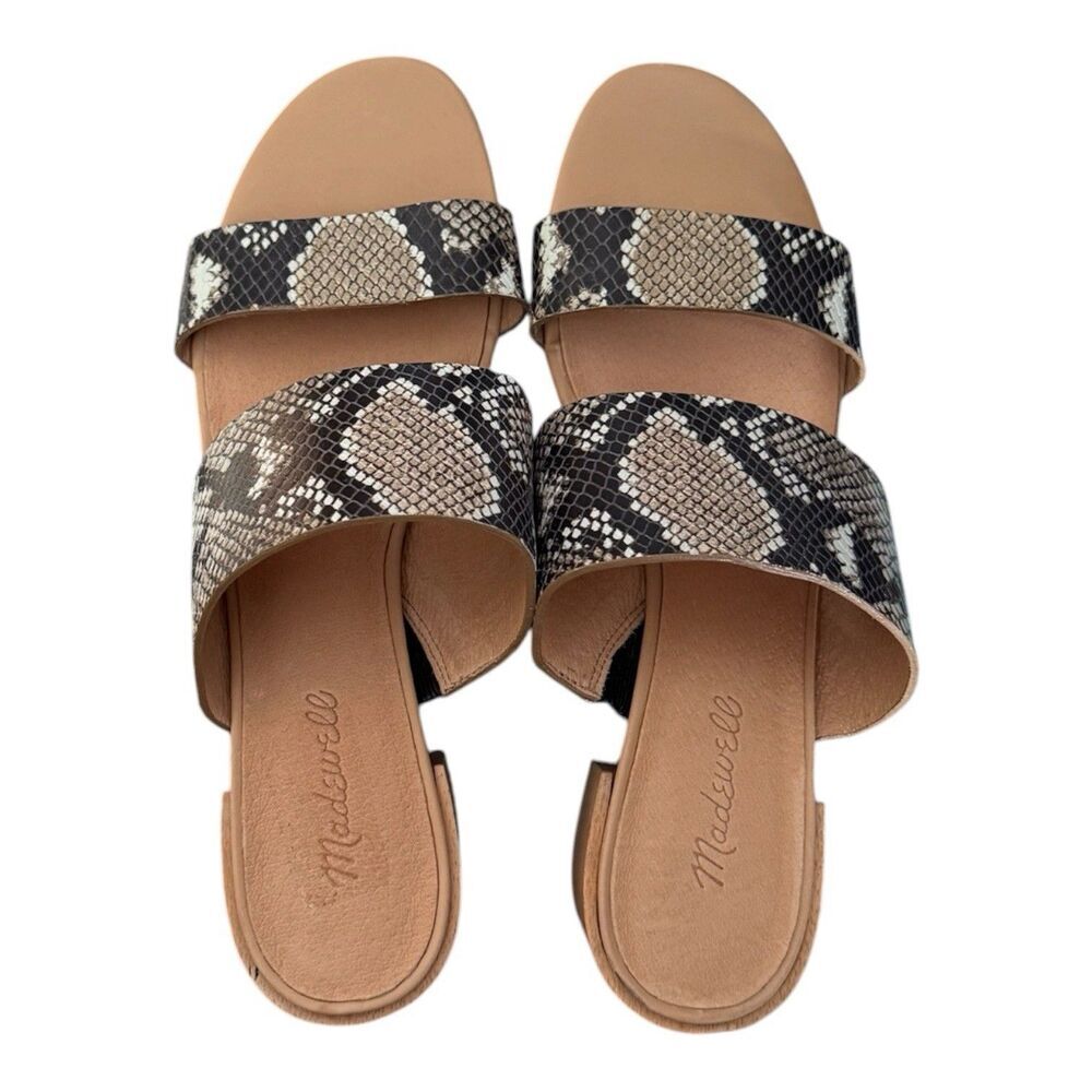 Madewell The Kiera Mule Sandal Women Size 11 Snake Embossed Leather 2" Heel - Picture 2 of 8